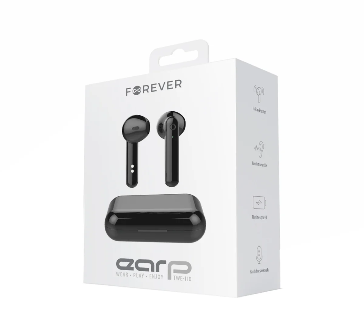 Forever słuchawki Bluetooth TWE-110 Earp z etui ładującym czarny