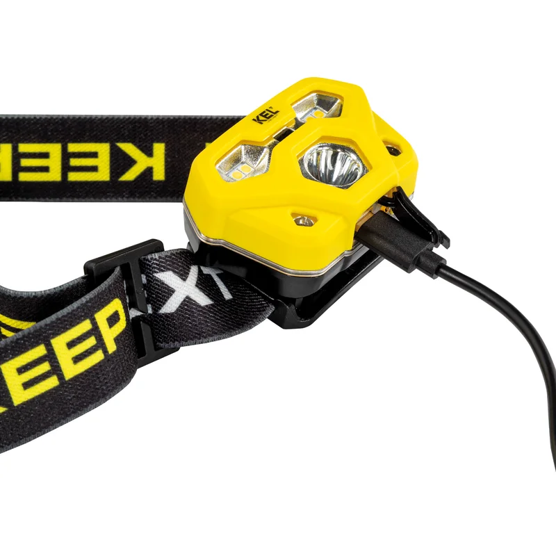 Lampa czołowa LED akumulatorowa (3.7V 1000mAh - Li-Po) z czujnikiem zbliżeniowym, regulacją kąta świecenia, IP65 - 4W SMD LED x4 150lm; 2W SMD LED x1 200lm