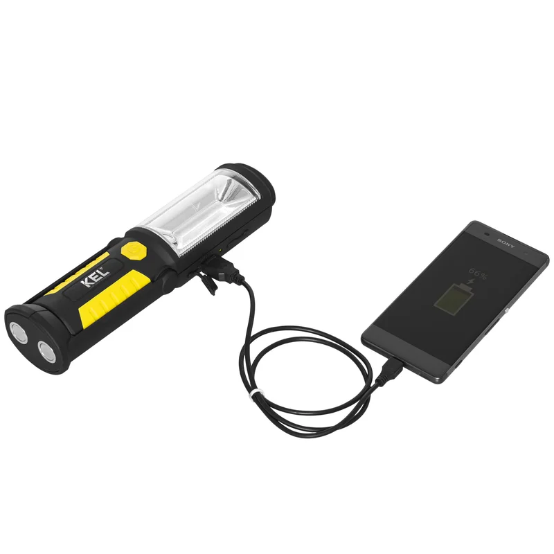 Latarka warsztatowa akumulatorowa z powerbankiem, hakiem, magnesem 3W COB LED/5 LED - 10