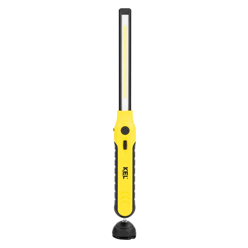 Latarka warsztatowa LED akumulatorowa (3.7V 2600 mAh - Li-ion) z magnesem, hakiem, obracającą się podstawą i regulatorem natężenia światła - 1W SMD LED; 2x5W COB LED 1000lm 6500K