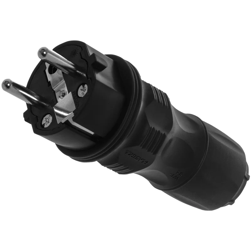 Wtyczka rozbieralna prosta Uni Schuko EXTREM 2p+Z, 16A; IP 54; czarny - 10