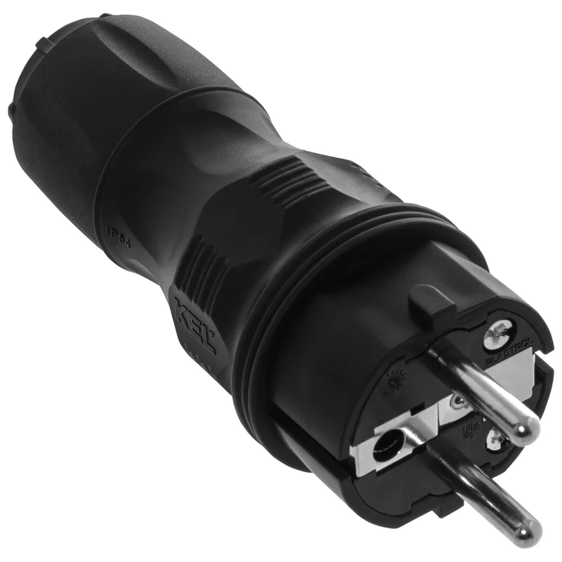 Wtyczka rozbieralna prosta Uni Schuko EXTREM 2p+Z, 16A; IP 54; czarny - 11
